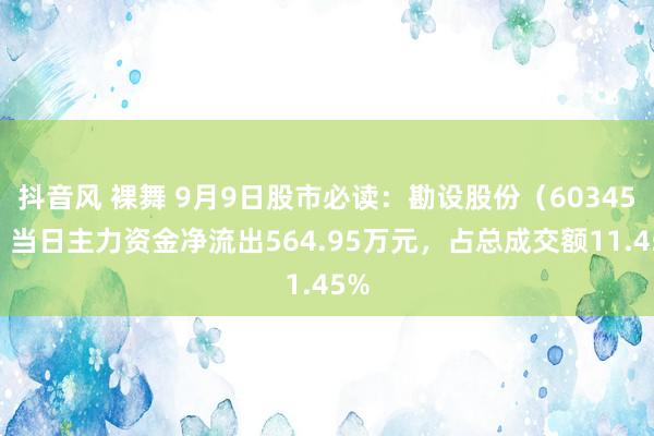 抖音风 裸舞 9月9日股市必读：勘设股份（603458）当日主力资金净流出564.95万元，占总成交额11.45%