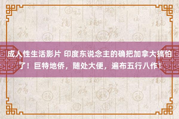 成人性生活影片 印度东说念主的确把加拿大搞怕了！巨特地侨，随处大便，遍布五行八作！