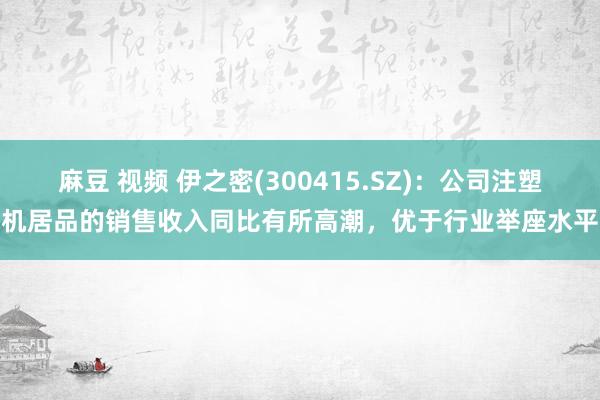 麻豆 视频 伊之密(300415.SZ)：公司注塑机居品的销售收入同比有所高潮，优于行业举座水平