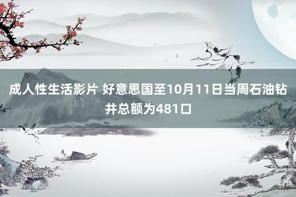 成人性生活影片 好意思国至10月11日当周石油钻井总额为481口