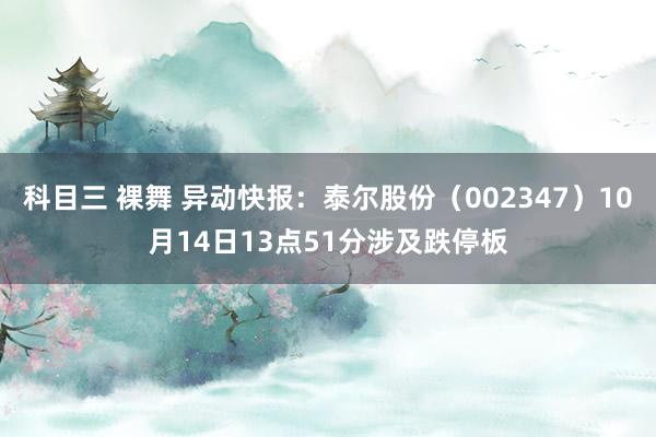 科目三 裸舞 异动快报：泰尔股份（002347）10月14日13点51分涉及跌停板