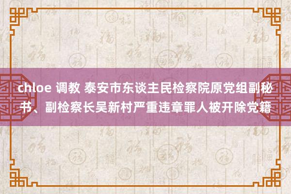 chloe 调教 泰安市东谈主民检察院原党组副秘书、副检察长吴新村严重违章罪人被开除党籍