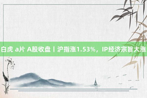 白虎 a片 A股收盘丨沪指涨1.53%，IP经济宗旨大涨