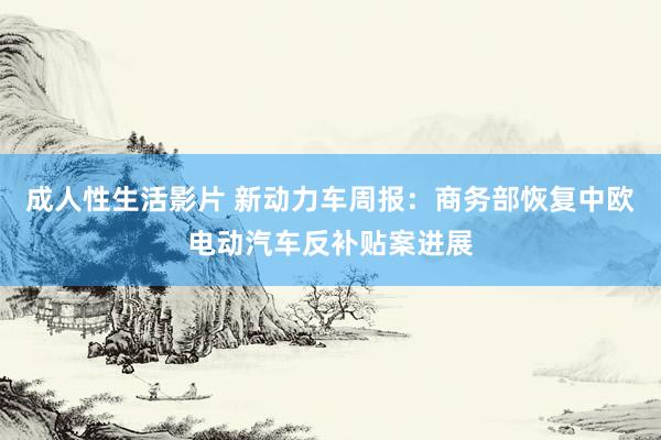 成人性生活影片 新动力车周报：商务部恢复中欧电动汽车反补贴案进展