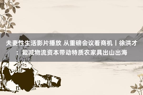 夫妻性生活影片播放 从重磅会议看商机丨徐洪才：裁减物流资本带动特质农家具出山出海