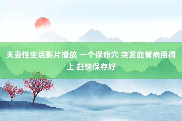 夫妻性生活影片播放 一个保命穴 突发血管病用得上 赶快保存好