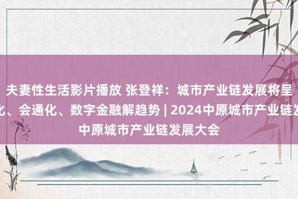 夫妻性生活影片播放 张登祥：城市产业链发展将呈现智能化、会通化、数字金融解趋势 | 2024中原城市产业链发展大会