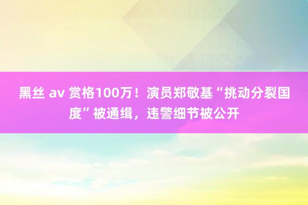 黑丝 av 赏格100万！演员郑敬基“挑动分裂国度”被通缉，违警细节被公开