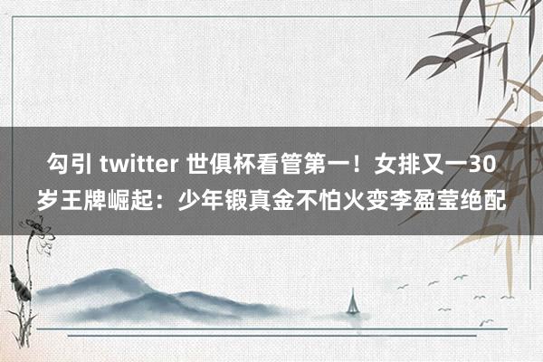 勾引 twitter 世俱杯看管第一！女排又一30岁王牌崛起：少年锻真金不怕火变李盈莹绝配