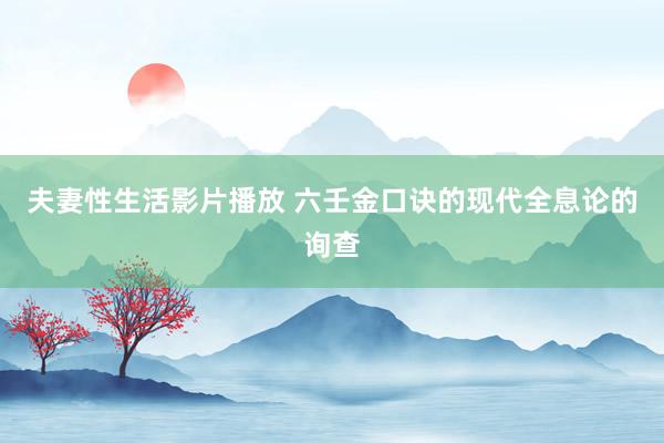 夫妻性生活影片播放 六壬金口诀的现代全息论的询查