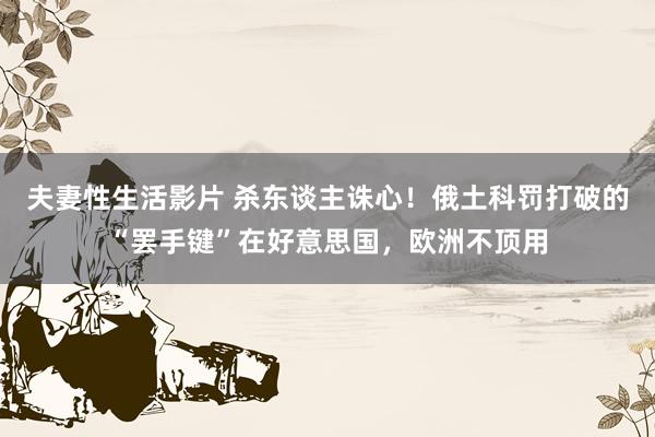 夫妻性生活影片 杀东谈主诛心！俄土科罚打破的“罢手键”在好意思国，欧洲不顶用